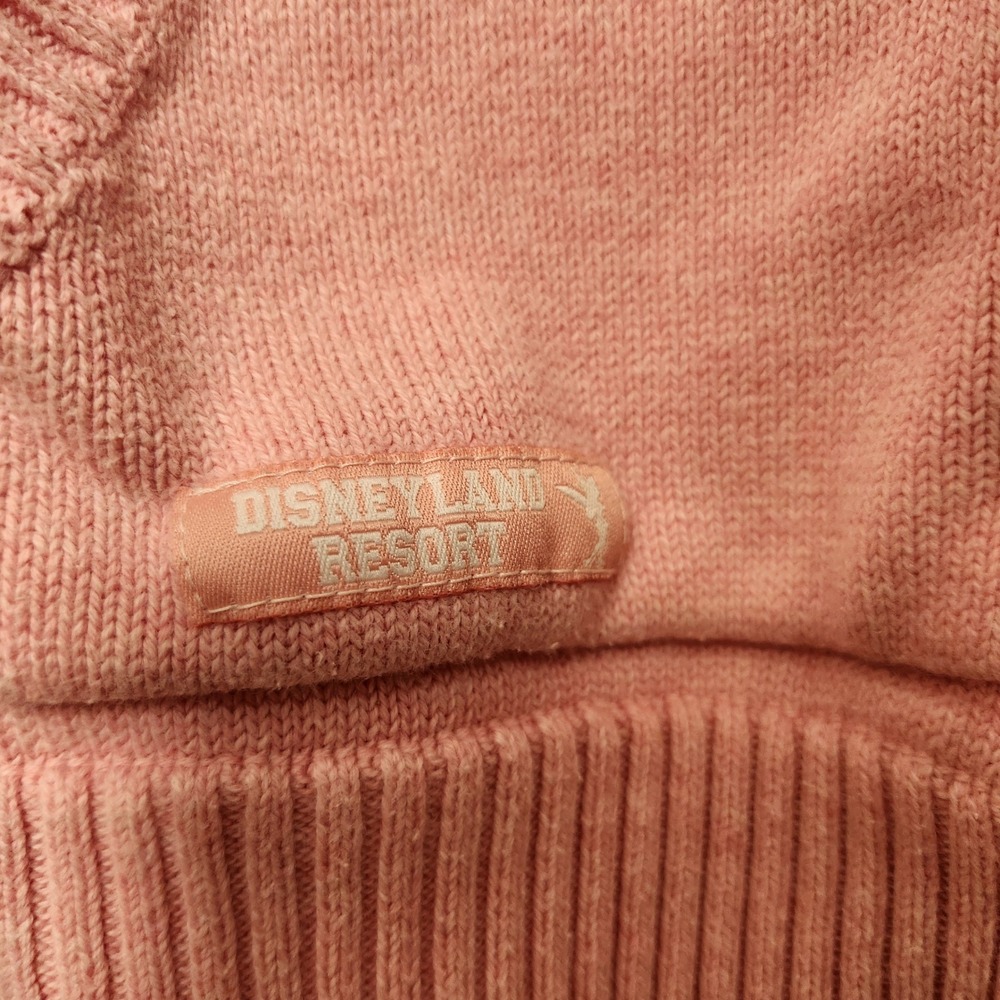 Vtg Disneyland Resort Tinkerbell Full Zip Pink Cardigan Sweater XXL Elbow Patch - Picture 3 of 13
